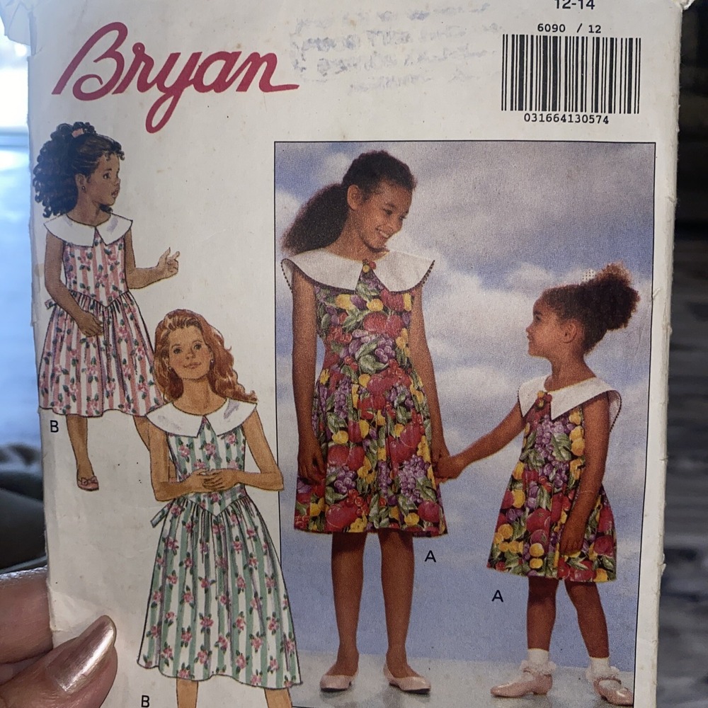 Vintage 1992 Butterick Girls Dress Pattern 6090 Size 12-14 Cut Complete